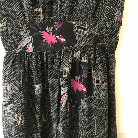 Re:sound silk Hawaii floral grid print dress 2 XS - Picture 3 of 5